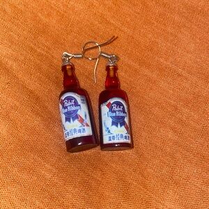 Pabst Blue Ribbon Dangly Earrings